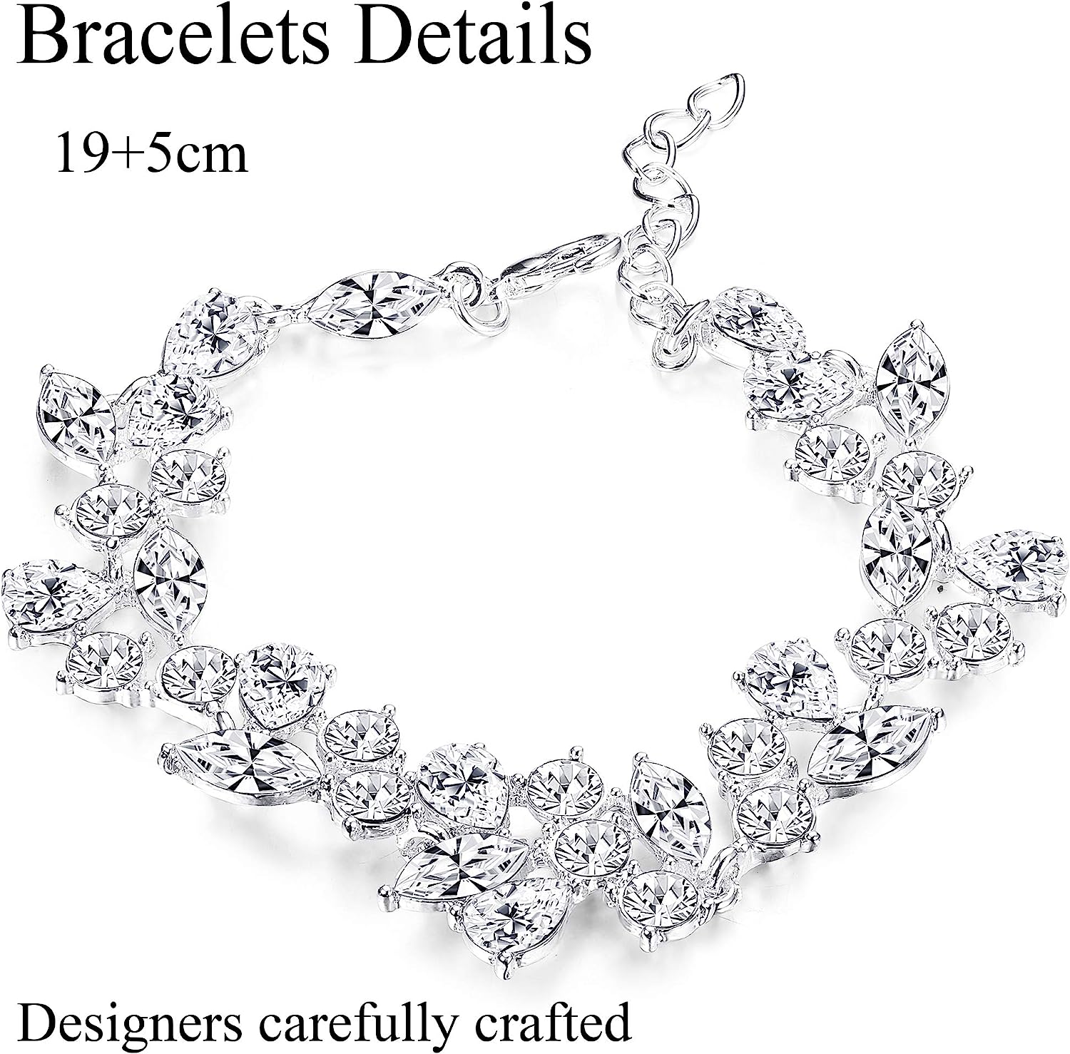 LOYALLOOK Crystal Bridal Jewelry Set for Women Rhinestone Necklace Earrings Bracelet Wedding Bridesmaid Gifts fit with Wedding Dress - Image 6